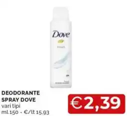 Mercatò Deodorante spray dove vari tipi offerta