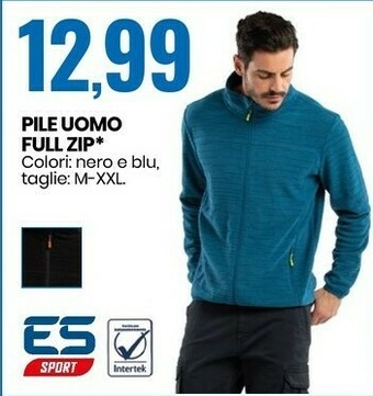 Eurospin Es sport pile uomo full zip offerta