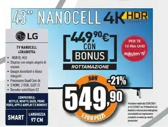 Unieuro 43nano756pa tv 109,2 cm (43") 4k ultra hd smart tv wi-fi nero offerta
