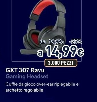 Unieuro Gxt 307 ravu cuffia padiglione auricolare connettore 3.5 mm nero, rosso offerta