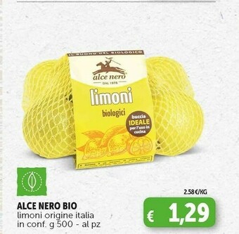 Deco Supermercati Alce nero bio limoni offerta
