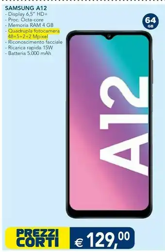 Esselunga Galaxy a12 16,5 cm (6.5") doppia sim 4g usb tipo-c 4 gb 64 gb 5000 mah nero offerta