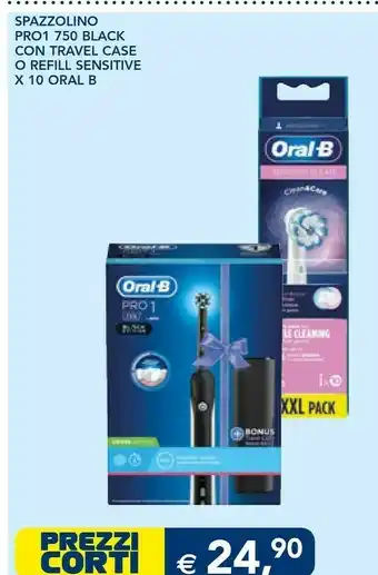Esselunga Oral-b pro 1-750 spazzolino elettrico ricaricabile di braun, 1 testina, 1 custodia da viaggio in regalo offerta
