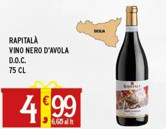 Gecop Rapitalà vino nero d'avola d.o.c. offerta