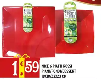 Gecop Nice 6 piatti rossi piani/fondi/dessert offerta