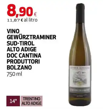 Coop Superstore Vino gewürztraminer sud-tirol alto adige doc cantina produttori bolzano offerta