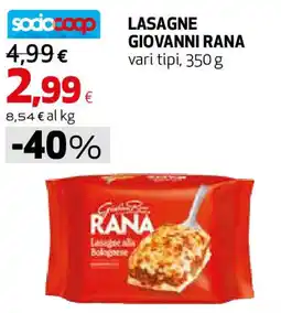 Coop Superstore Lasagne giovanni rana vari tipi offerta