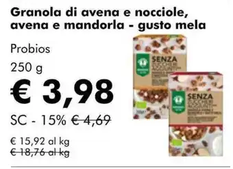 NaturaSì Granola di avena e nocciole, avena e mandorla - gusto mela Probios offerta