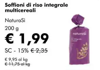 NaturaSì Soffioni di riso integrale multicereali NaturaSì offerta