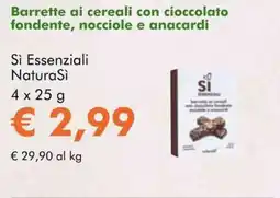 NaturaSì Barrette ai cereali con cioccolato fondente, nocciole e anacardi Sì Essenziali NaturaSì offerta