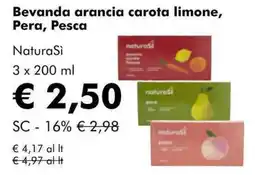 NaturaSì Bevanda arancia carota limone, Pera, Pesca NaturaSì offerta