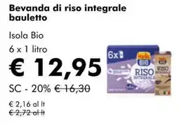 NaturaSì Bevanda di riso integrale bauletto Isola Bio offerta