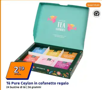 Action Té pure ceylon in cofanetto regalo 24 bustine di tè | 36 grammi offerta