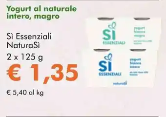 NaturaSì Yogurt al naturale intero, magro Sì Essenziali Natura Si offerta