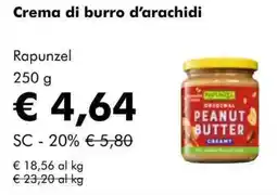 NaturaSì Crema di burro d'arachidi Rapunzel offerta