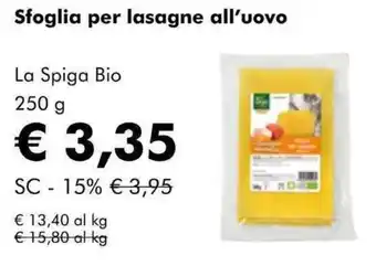 NaturaSì Sfoglia per lasagne all'uovo La Spiga Bio offerta