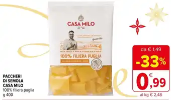 Iperal Paccheri di semola CASA MILO offerta