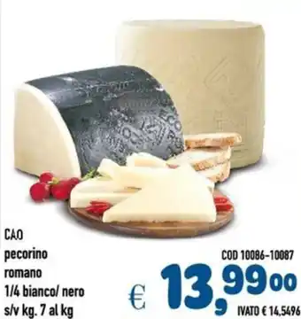 Del Prete Distribuzioni CAO pecorino romano 1/4 bianco/nero offerta