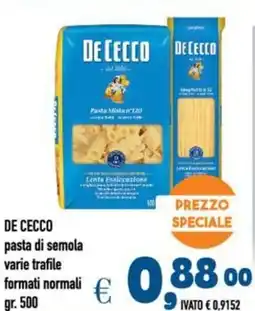 Del Prete Distribuzioni De cecco pasta di semola varie trafile formati normali offerta