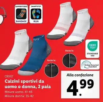 Lidl CRIVIT Calzini sportivi da uomo o donna, 2 paia offerta