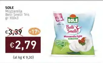 Prezzemolo e Vitale SOLE Mozzarella Belli Snelli Tris offerta