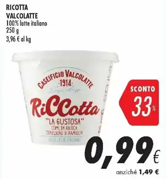 Coop Ricotta Valcolatte 100% latte italiano 250g offerta