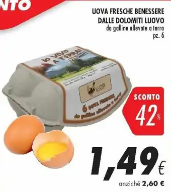 Coop Uova Fresche Benessere Dalle Dolomiti Luovo 6 pz. offerta