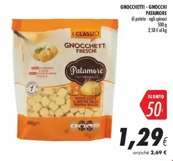 Coop Patamore Gnocchetti Gnocchi 500g offerta
