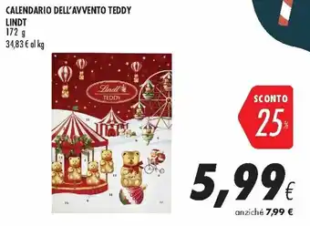 Coop Lindt Calendario Dell'Avvento Teddy 172g offerta