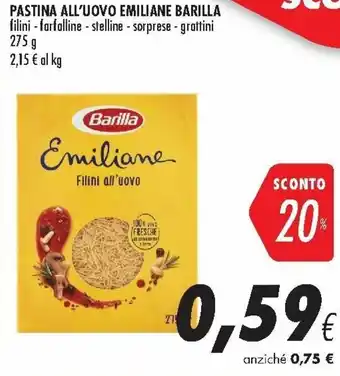 Coop Barilla Pastina All'Uovo Emiliane 275 g offerta