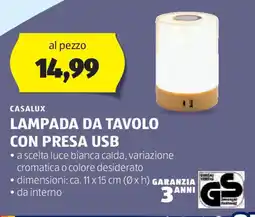 ALDI Casalux lampada da tavolo con presa usb offerta