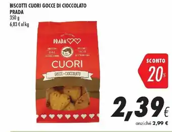 Coop Prada Biscotti Cuori Gocce Di Cioccolato 350g offerta