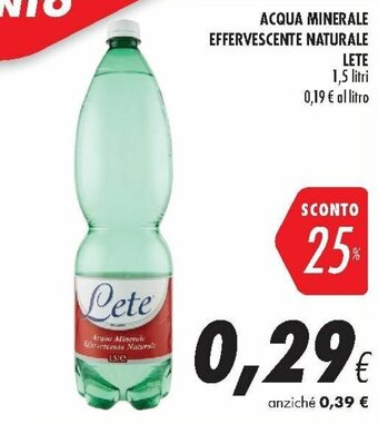 Coop Lete Acqua Minerale Effervescente Naturale 1,5 litri offerta