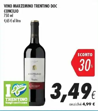 Coop Vino Marzemino Trentino DOC Concilio 750 ml offerta
