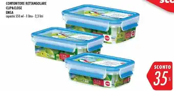 Coop Emsa Clip & Close Contenitore Rettangolare 550 ml offerta