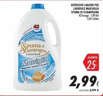 Coop Spuma di Sciampagna Detersivo Liquido Per Lavatrice Marsiglia 42 lavaggi 1,89 litri offerta
