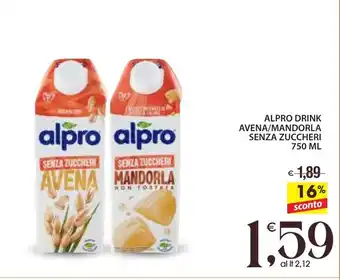 Qui Discount Alpro drink avena/mandorla senza zuccheri offerta