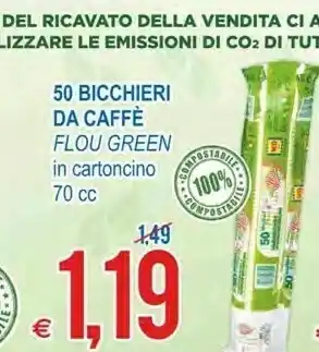 MD Discount Flou green 50 bicchieri da caffe in cartoncino 70cc offerta