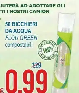 MD Discount Flou green 50 bicchieri da acqua compostabili offerta