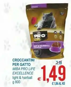 MD Discount Miba pro life excellence croccantini per gatto light & hairball g 800 offerta