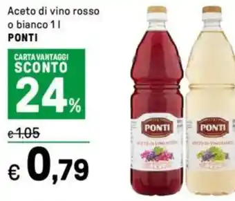 Iper La Grande Aceto di vino rosso o bianco PONTI offerta