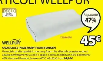 JYSK Wellpur guanciale in memory foam fongen offerta