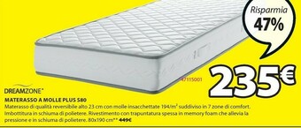 JYSK Dreamzone materasso a molle plus s80 offerta