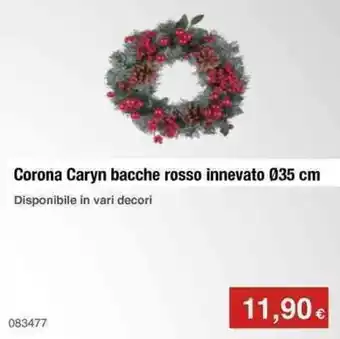 Corona Caryn bacche rosso innevato Ø35 cm