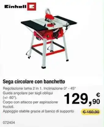 Handy fai da te Einhell Sega circolare con banchetto offerta