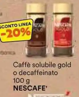 Unes Caffè solubile gold o decaffeinato NESCAFE' offerta