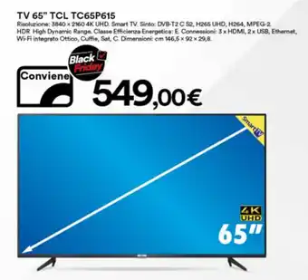 Ipercoop TCL TV 65" TC65P615 offerta