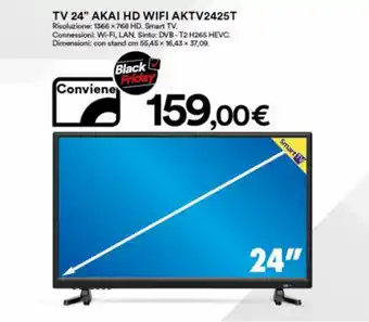 Ipercoop Akai HD Wifi AKTV2425T TV 24" offerta