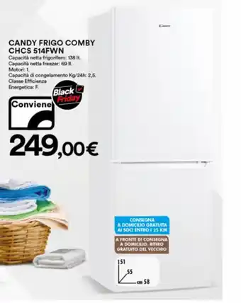 Ipercoop Candy Frigo Comby CHCS 514FWN offerta