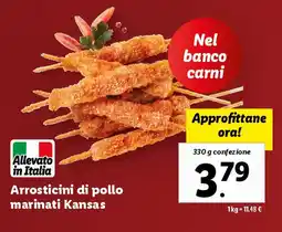 Lidl Arrosticini di pollo marinati Kansas offerta